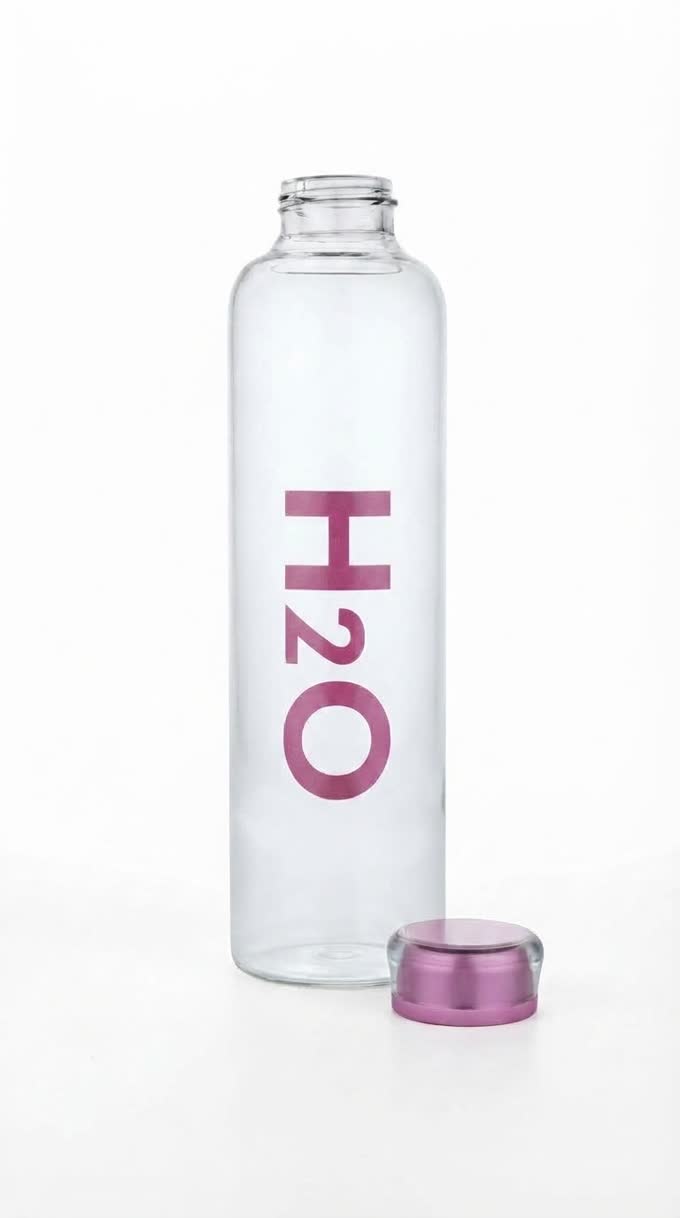 Client-এর পাঠানো H2O bottle-এর ছবি—সাদা background-এ bottle আর ঢাকনা